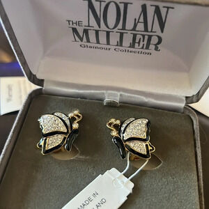 Nolan Miller Vintage rhinestone butterfly clip on earrings